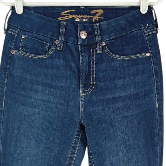 Seven7 Women's Tummyless High Rise Skinny Jeans Sz 4 Dark Wash Cotton Blend NWOT - Picture 3 of 10